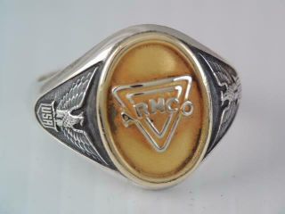 Rare Wwii Era Armco Steel Co.  10k Gold & Sterling Ring Us Army Insignia