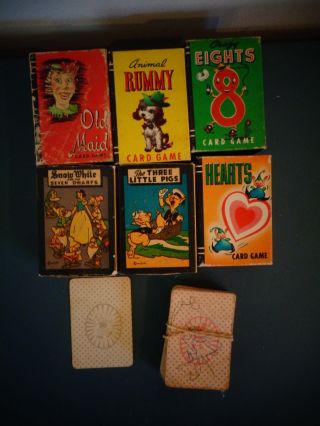 Vintage Miniature Childrens Card Games By Russell Mfg & Peter Pan Cards