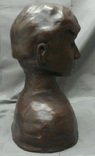 Old vintage handmade terracotta statue bust boy figure sculpture 5