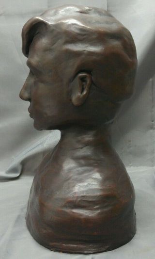 Old vintage handmade terracotta statue bust boy figure sculpture 6