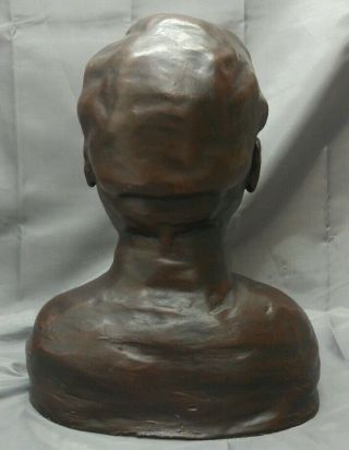 Old vintage handmade terracotta statue bust boy figure sculpture 7