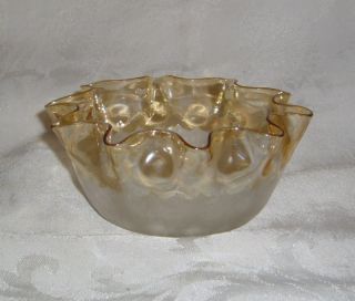 Antique Victorian Pomona Glass Amber Rimmed Finger Bowl