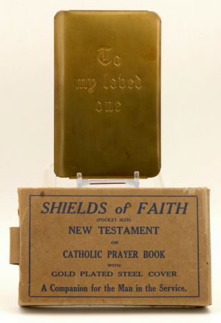 Ww2 Testament Heart Shield Pocket Bible & Box Unissued Bulletproof