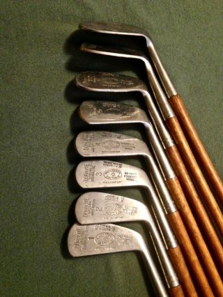 ANTIQUE MACGREGOR DURALITE IRON SET WOOD SHAFTS MATCHED 8 irons ALL 11