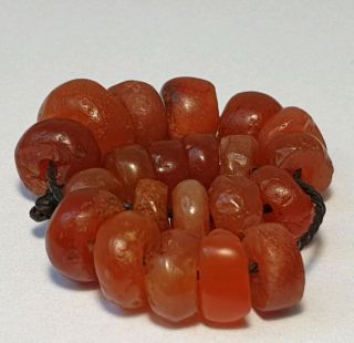 21 Ancient Rare Carnelian Disc Agate Beads