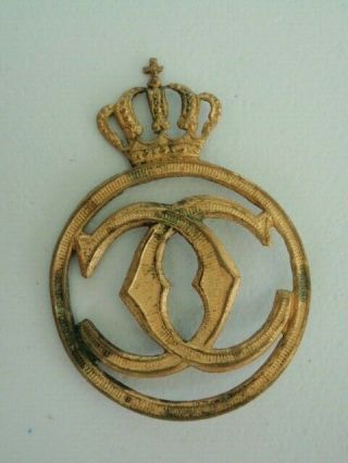 Romania Kingdom King Carol Ii Hat Emblem.  Medal.  Broken Off Clips.  Rare