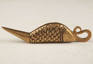 Unique China Bronze Hand Casting Fish Scissors Pendant Gift Collec