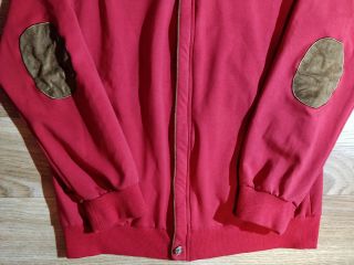 BRIONI Vintage Mens Jacket Full Zip Jumper Sweatshirt Red Elbow Pads 4