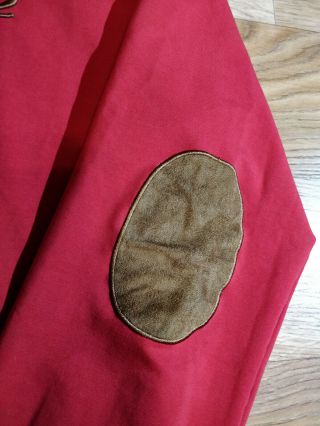 BRIONI Vintage Mens Jacket Full Zip Jumper Sweatshirt Red Elbow Pads 6
