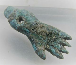 Rare Ancient Phoenician Bronze Hand Amulet Circa 1500 - 1000bce