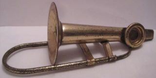 Old Tin Toy Kazoo Figural Trombone Instrument - Old Store Stock - Japan 1960s