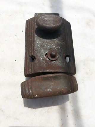 Rare Vintage Canton Deadbolt Rimlock With Keeper/catch; Cast Iron