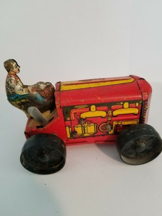 Vintage Mar Toys Wind Up Tractor With Driver