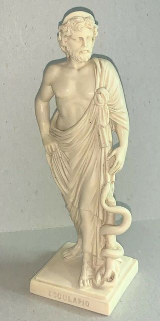 Ancient Greek God " Esculapio " G.  Ruggeri Sculpture Statue Vintage Figurine 8.  5 "