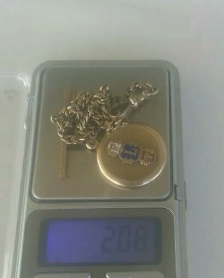 Vintage SOLID 10KT GOLD Pocket Watch Chain flt Fob 20.  8 grams SCRAP or not 7
