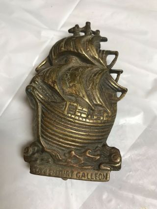 Vintage Brass Ship Door Knocker 16th Century Galleon England