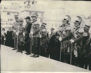 1928 Mussolini & King Victor Emanuel At Unknown Soldiers Grave In Italy Photo
