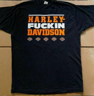 Vintage Harley Fuckin Davidson T Shirt - Xl Biker/motorcycle/90s Usa Fucking/80s