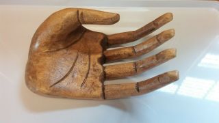 Carved Wooden Hand Sculpture Of Large Human Hand Very Unusual 8 " Long