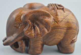 China Collectable Handwork Old Boxwood Carve Elephant Auspicious Souvenir Statue