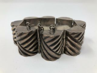 Estate Stunning Ornate Vintage Mexican Sterling Silver Half Barrel Bracelet 7”