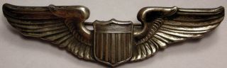 Ww Ii U.  S.  Army Air Corps Sterling Silver Pilot Wings,  Pinback,  A.  E.  Co.