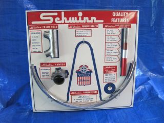 Vintage Schwinn Bicycle Parts Display For Counter Or Wall Rare