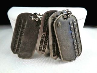 Vintage Wwii Military Soldier Metal Dog Tags On Chain