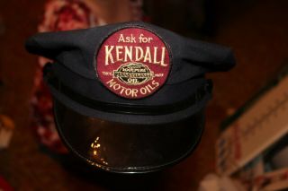 Vintage 1940 ' s Kendall Motor Oil Gas Station Attendants Hat Cap Sign 8