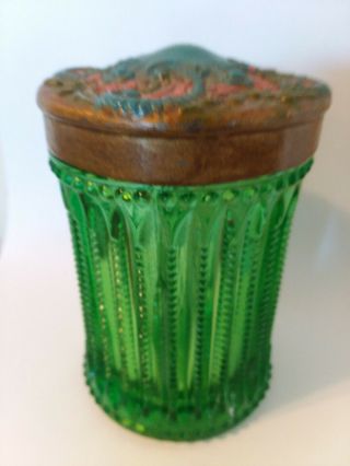 Antique Glass Jar With Jeweled Lid Zipper Pattern