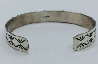 Vintage Navajo Native American Sterling Silver & Blue Turquoise Row Bracelet 3