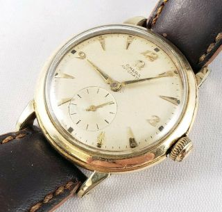 Vintage Mens Omega Automatic Bumper 14k Gf Wrist Watch Cal.  344