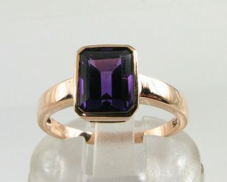 9k 9ct Rose Gold Amethyst 8mm X 6mm Art Deco Ins Solitaire Ring Resize