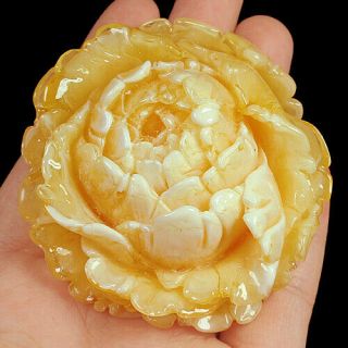 45.  36g Baltic Butterscotch Amber Carving Carved Flower Pendant Urcf25