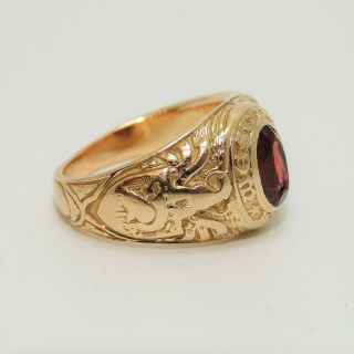 1933 West Point Academy Class Ring,  Tiffany & Co NY.  14k Yellow Gold,  Garnet 2