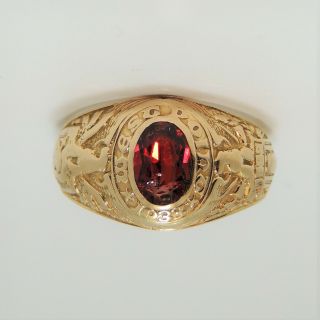 1933 West Point Academy Class Ring,  Tiffany & Co NY.  14k Yellow Gold,  Garnet 8