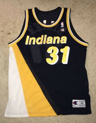 Reggie Miller Indiana Pacers Champion Authentic Jersey 48 XL Vintage Sewn NBA 2