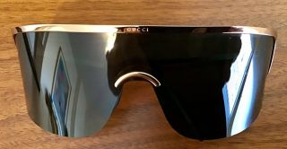 Vintage Aaliyah Rare Gucci Gg 1651/s Iconic Black Gold Shield Sunglasses