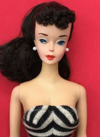 Vintage 3 Ponytail Barbie Brunette 1960 Top Knot