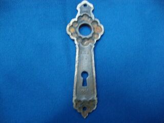 1 Very Rare Antique Cast Iron Door Knob Back Plates 2