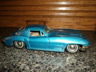 1960s Bandai Japan Tin Friction 8 Inch Blue Corvette Stingray
