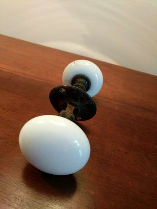 Vintage Antique White Porcelain Door Knobs With Plate