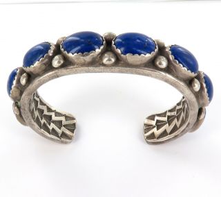 . Vintage Ronnie Hurley Navajo Indian Sterling Silver & Lapis Lazuli Cuff Bangle