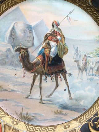 Antique Vienna Art Tin Litho Plate America And Turkey With Camel 2