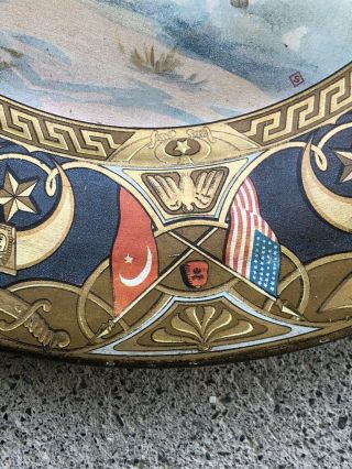 Antique Vienna Art Tin Litho Plate America And Turkey With Camel 4