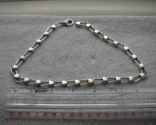 Vintage Tiffany & Co Sterling & 18k Hearts Padlock Link Necklace 16.  5 In - 1980s