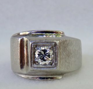 Vintage.  35 Ct.  Old European Cut Diamond Solitaire 14k White Gold Ring Men/women