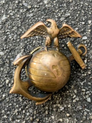 Us Marine Corps Usmc Salty Worn Ega Device Insignia Pin 1920s Wwi Ww1 Trenched ?