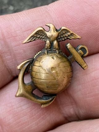 US Marine Corps USMC salty worn EGA device insignia pin 1920s WWI WW1 trenched ? 4