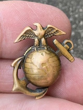 US Marine Corps USMC salty worn EGA device insignia pin 1920s WWI WW1 trenched ? 5